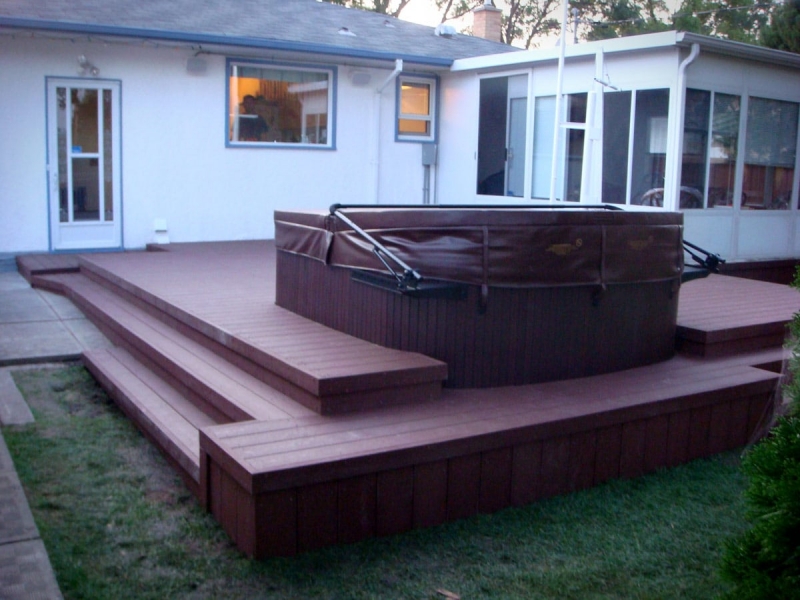 Trex composite deck with built-in hot tub