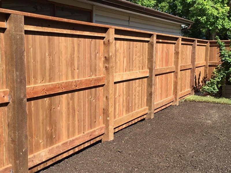 Six foot treated brown fence with 6x6 posts