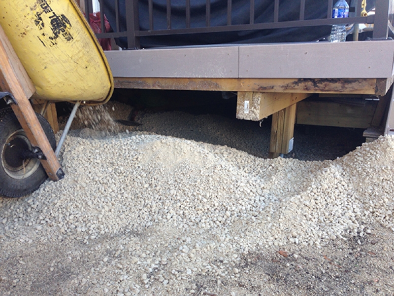 Filling under existing deck to improve drainage