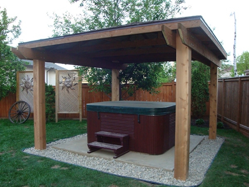 Hot tub shelter with 8x8 fir posts