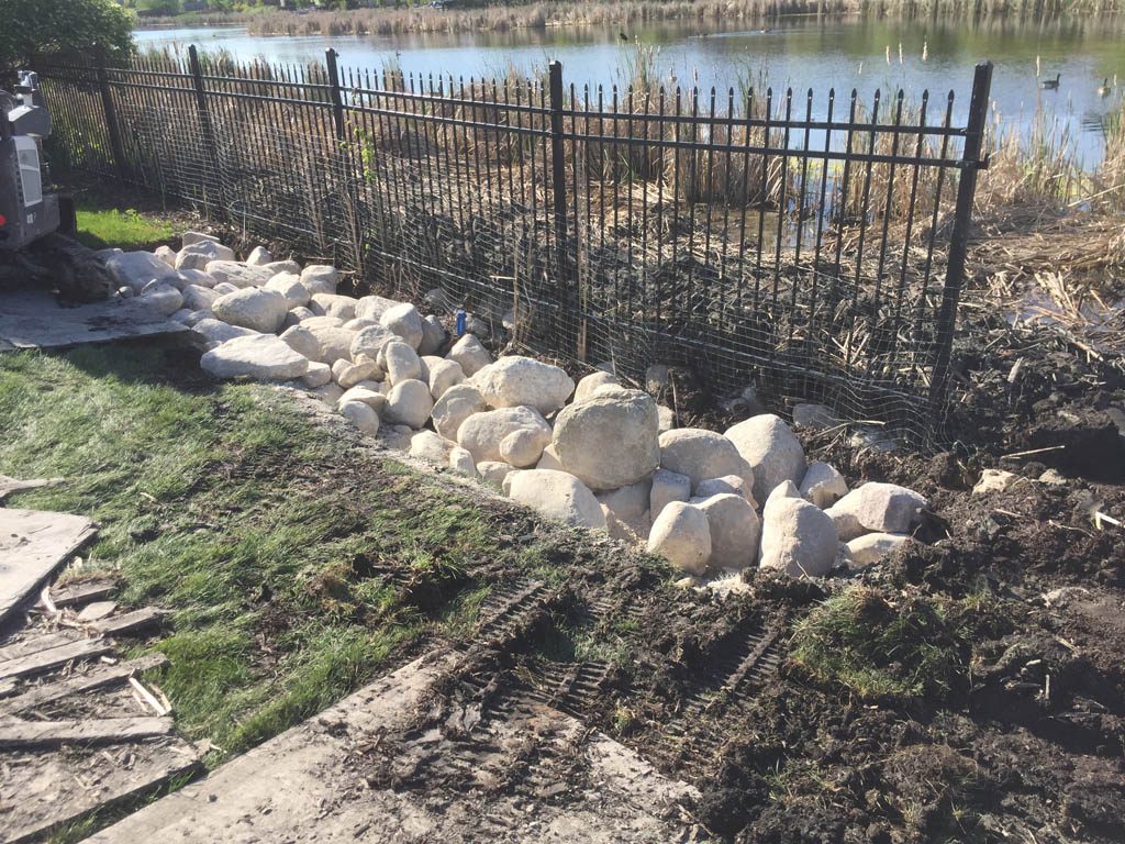 Erosion control for city lake lot