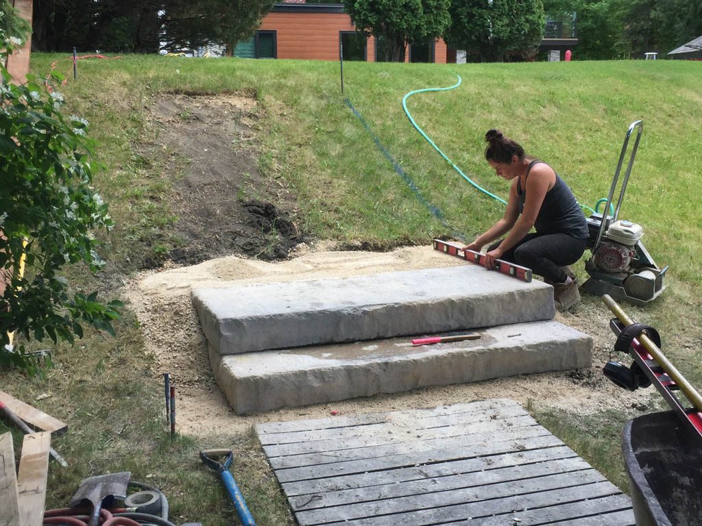 Rosetta Outcropping stone steps in riverbank dike