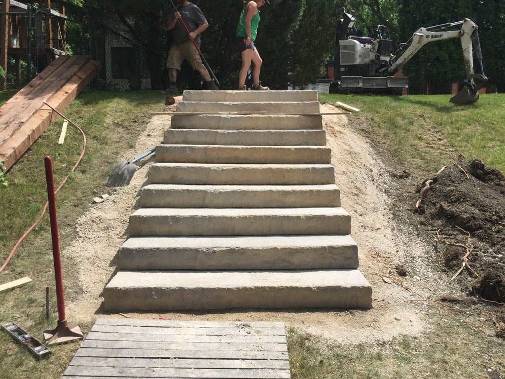 Rosetta Outcropping stone steps in riverbank dike