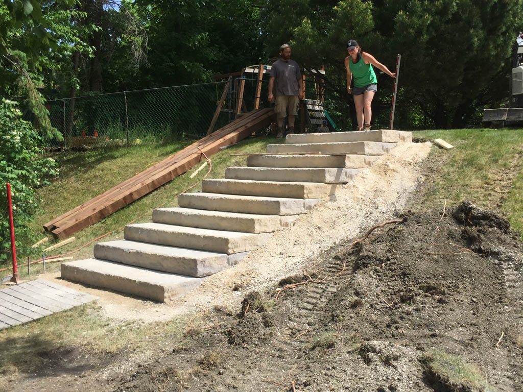 Rosetta Outcropping stone steps in riverbank dike