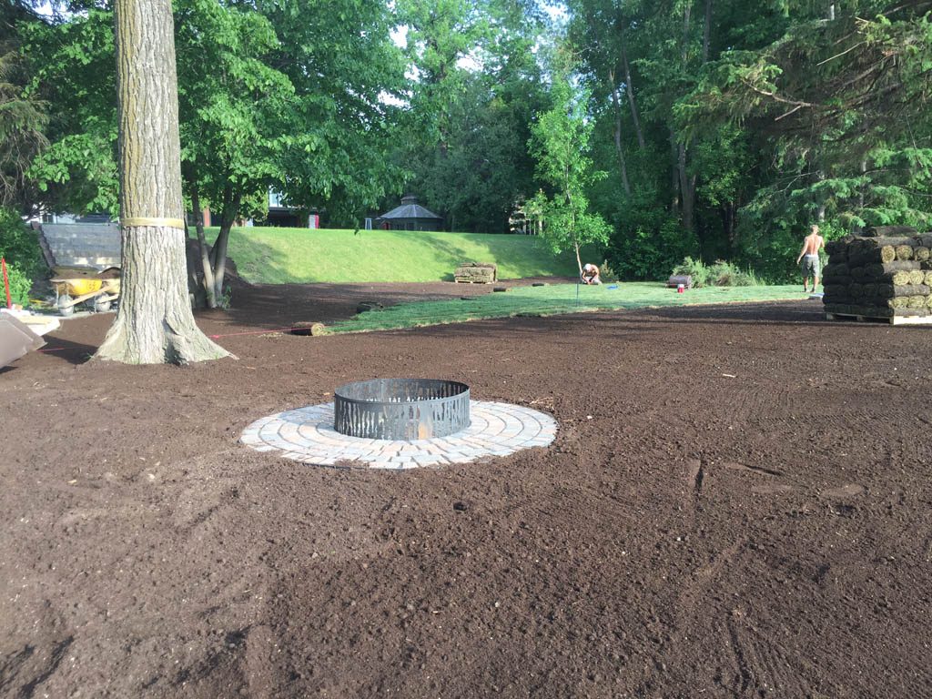 Victorian patio around fire pit