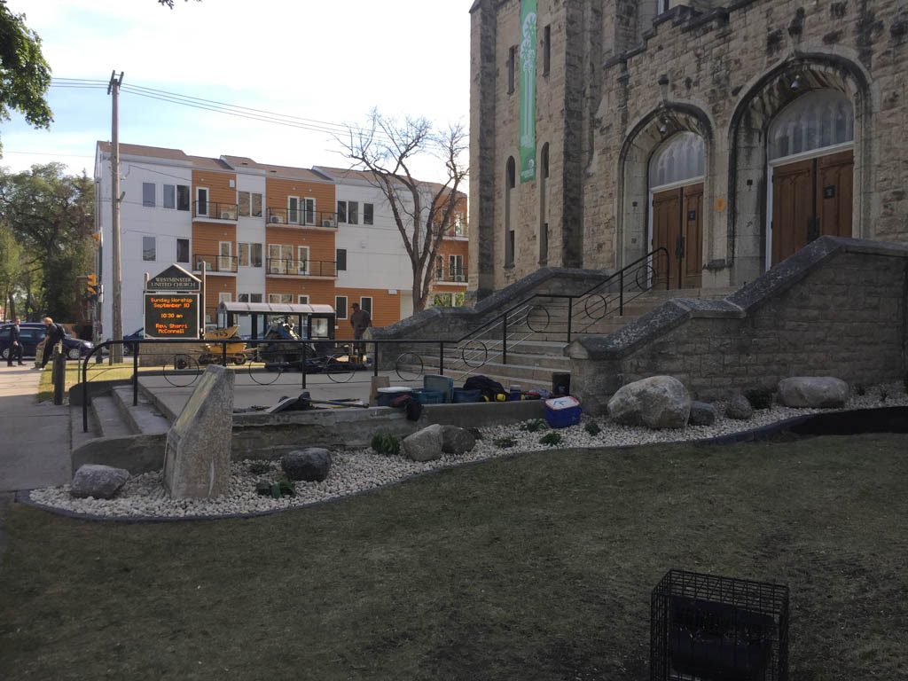 Boulders, plants, riverwash, etc for Westminster United Church