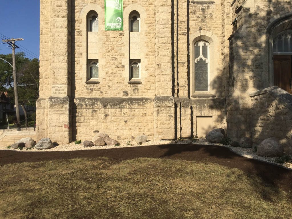 Boulders, plants, riverwash, etc for Westminster United Church