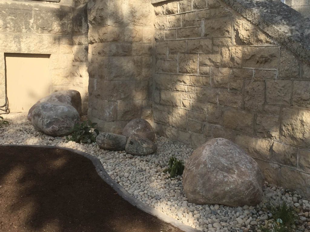 Boulders, plants, riverwash, etc for Westminster United Church