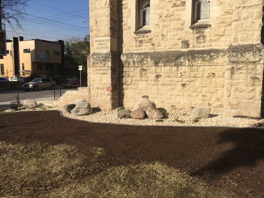 Boulders, plants, riverwash, etc for Westminster United Church