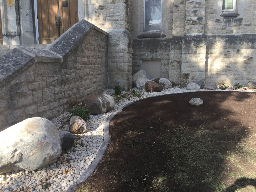 Boulders, plants, riverwash, etc for Westminster United Church