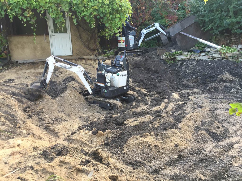 Pool removal from riverbank yard with small machine access only