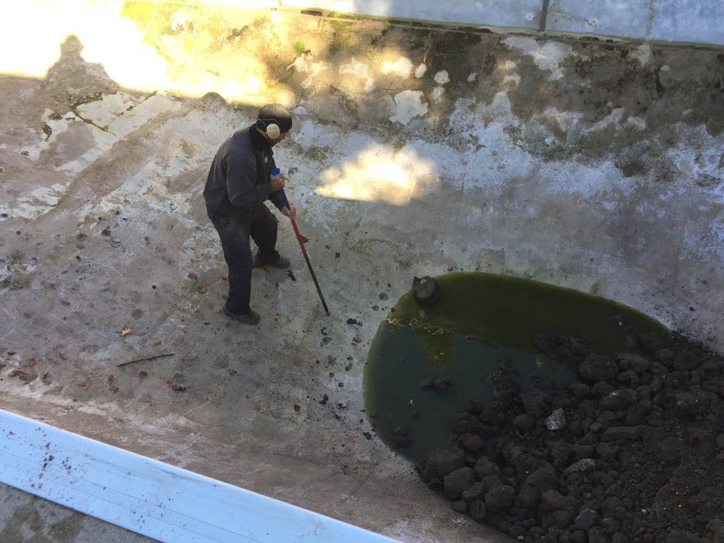 Swimming pool removal from back yard