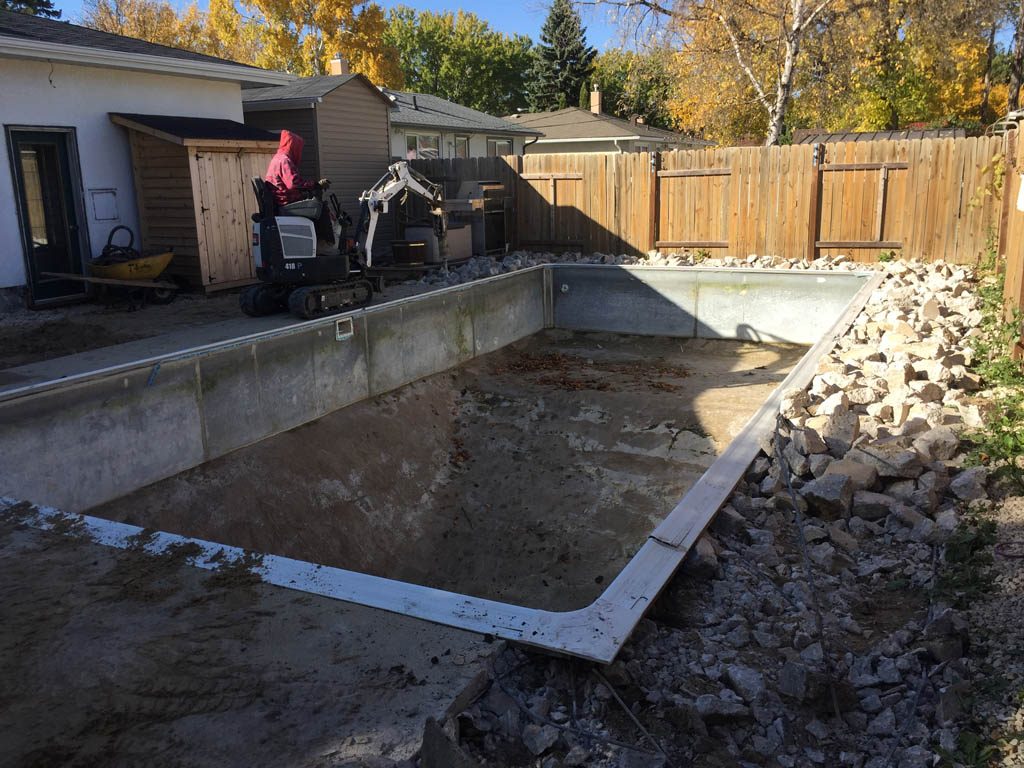 Swimming pool removal from back yard