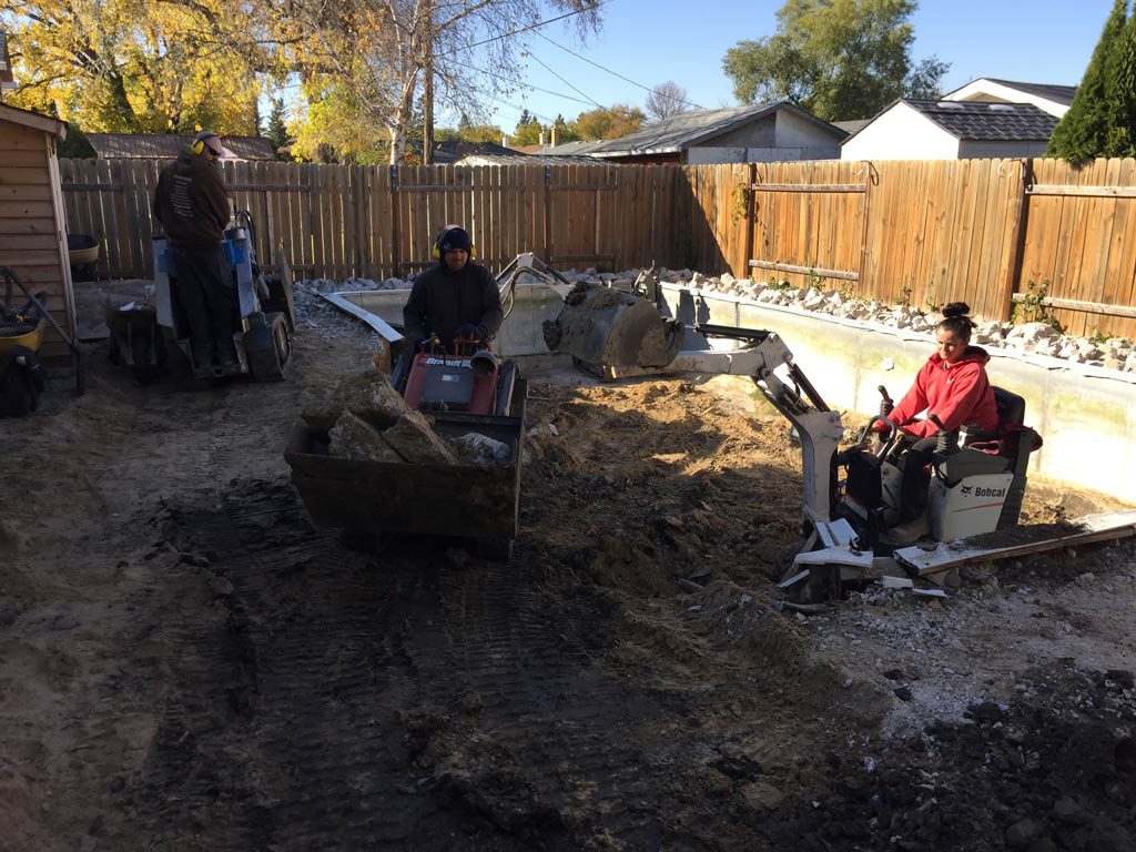 Swimming pool removal from back yard