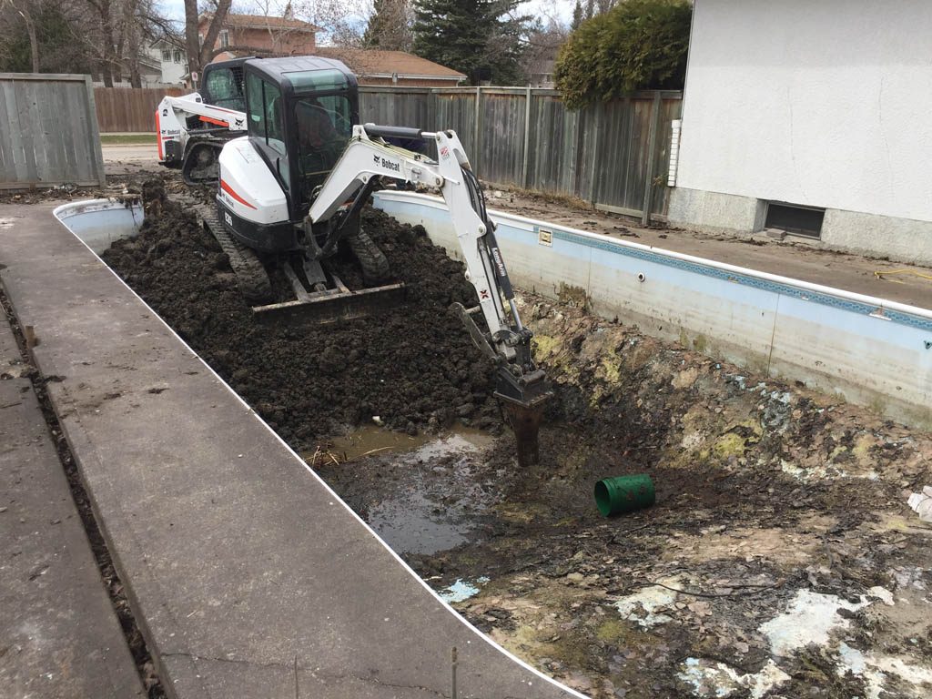 Pool removal with concrete walls and floor