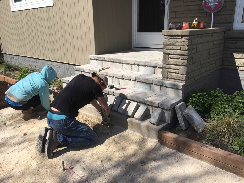 Roman paving stones glued to front steps