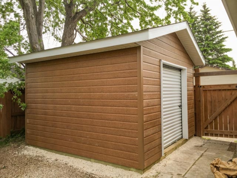 Shed with Canexel siding and roll-up door