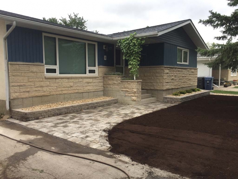 Rectangular Planters and Front Walk