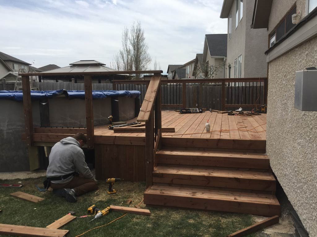 Deck around above ground pool